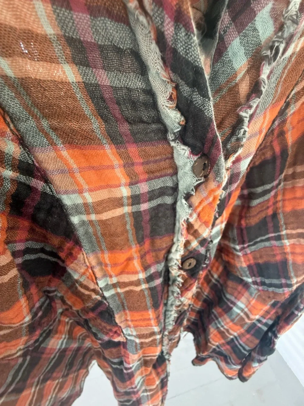 Intimately by free people colorless Plaid Button-Up Shirt. - Picture 5 of 7
